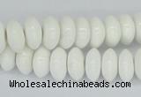 CAA30 15.5 inches 6*12mm rondelle white agate gemstone beads