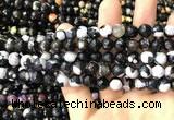 CAA3012 15 inches 8mm faceted round fire crackle agate beads wholesale