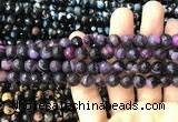 CAA3015 15 inches 8mm faceted round fire crackle agate beads wholesale