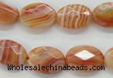 CAA302 15.5 inches 13*18mm faceted oval red line agate beads