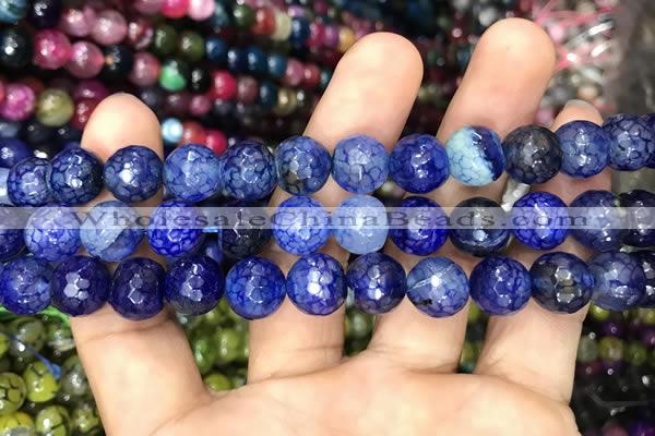 CAA3045 15 inches 10mm faceted round fire crackle agate beads wholesale