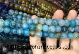 CAA3052 15 inches 10mm faceted round fire crackle agate beads wholesale