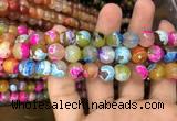 CAA3054 15 inches 10mm faceted round fire crackle agate beads wholesale