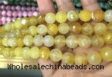 CAA3067 15 inches 10mm faceted round fire crackle agate beads wholesale