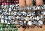 CAA3071 15 inches 10mm faceted round fire crackle agate beads wholesale