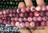 CAA3076 15 inches 10mm faceted round fire crackle agate beads wholesale