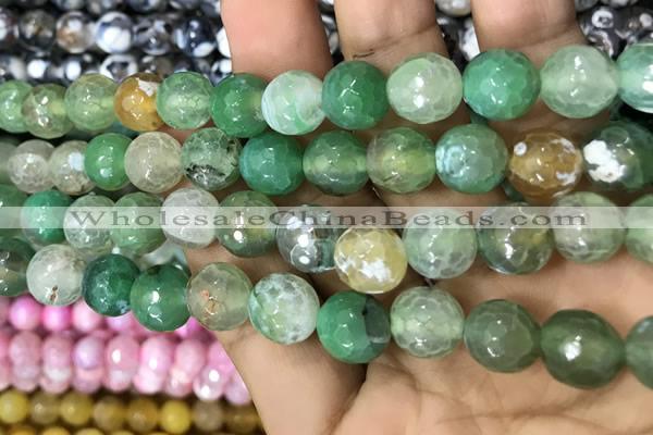 CAA3077 15 inches 10mm faceted round fire crackle agate beads wholesale