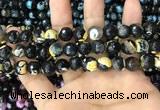 CAA3089 15 inches 10mm faceted round fire crackle agate beads wholesale