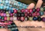 CAA3135 15 inches 12mm faceted round fire crackle agate beads wholesale