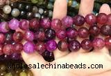 CAA3137 15 inches 12mm faceted round fire crackle agate beads wholesale