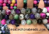 CAA3149 15 inches 12mm faceted round fire crackle agate beads wholesale