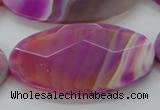 CAA317 15.5 inches 30*60mm faceted oval fuchsia line agate beads