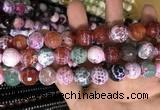 CAA3187 15 inches 14mm faceted round fire crackle agate beads wholesale