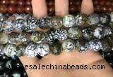 CAA3188 15 inches 14mm faceted round fire crackle agate beads wholesale