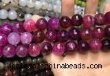 CAA3192 15 inches 14mm faceted round fire crackle agate beads wholesale