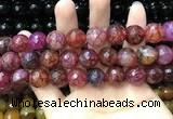 CAA3200 15 inches 14mm faceted round fire crackle agate beads wholesale