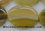 CAA321 15.5 inches 30*40mm oval yellow line agate beads