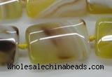 CAA322 15.5 inches 22*32mm rectangle yellow line agate beads