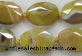 CAA324 15.5 inches 18*25mm faceted oval yellow line agate beads