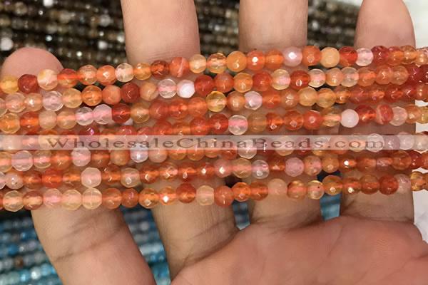 CAA3264 15 inches 4mm faceted round agate beads wholesale