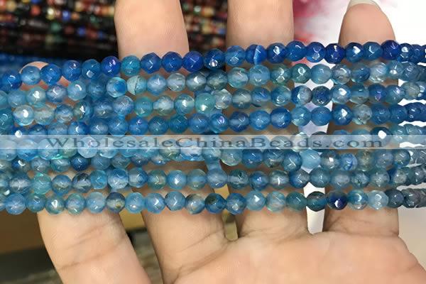 CAA3267 15 inches 4mm faceted round agate beads wholesale