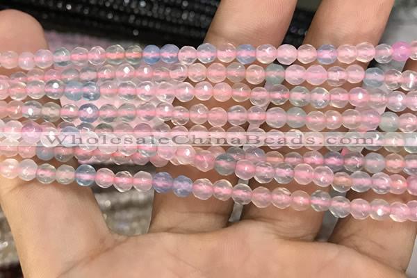 CAA3275 15 inches 4mm faceted round agate beads wholesale