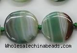 CAA332 15.5 inches 24mm flat round green line agate beads