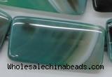 CAA334 15.5 inches 25*50mm rectangle green line agate beads