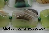 CAA336 15.5 inches 22*30mm faceted rectangle green line agate beads