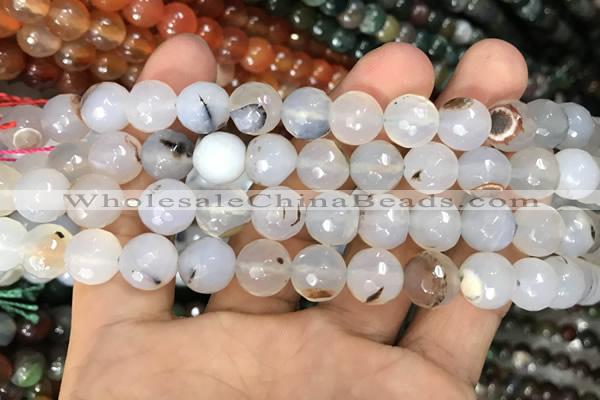 CAA3362 15 inches 10mm faceted round agate beads wholesale