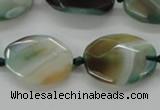 CAA337 15.5 inches 18*25mm faceted oval green line agate beads