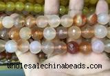 CAA3396 15 inches 12mm faceted round agate beads wholesale