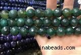 CAA3431 15 inches 14mm faceted round agate beads wholesale