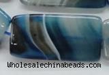 CAA344 15.5 inches 25*50mm rectangle blue line agate beads