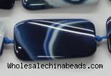 CAA345 15.5 inches 20*45mm twisted rectangle blue line agate beads