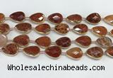 CAA3528 7.5 inches 13*18mm faceted flat teardrop fire agate beads