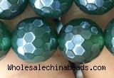 CAA3546 15.5 inches 12mm faceted round AB-color green agate beads