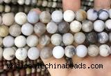 CAA3590 15.5 inches 12mm round matte ocean fossil agate beads