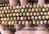 CAA3602 15.5 inches 6mm round yellow crazy lace agate beads