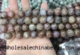 CAA3636 15.5 inches 4mm round flower agate beads wholesale