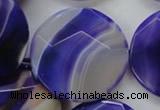 CAA364 15.5 inches 34mm faceted coin violet line agate beads