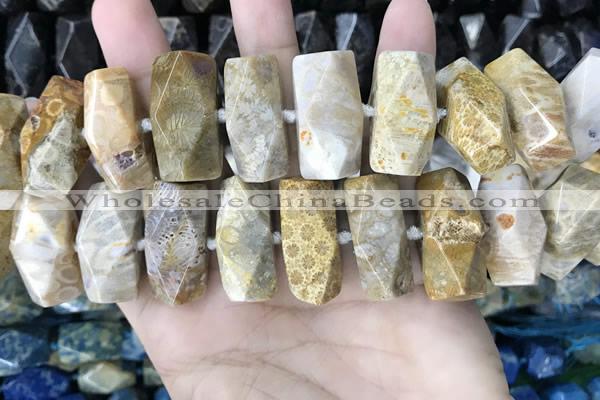 CAA3717 13*26mm - 15*30mm faceted nuggets chrysanthemum agate beads