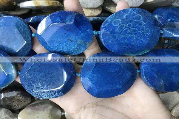 CAA3735 40*50mm - 42*55mm faceted freeform chrysanthemum agate beads