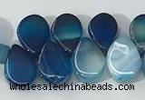 CAA3755 Top drilled 5*8mm flat teardrop line agate beads