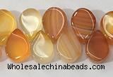 CAA3757 Top drilled 5*8mm flat teardrop line agate beads