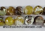 CAA380 15.5 inches 10mm faceted round fire crackle agate beads