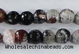 CAA386 15.5 inches 12mm faceted round fire crackle agate beads