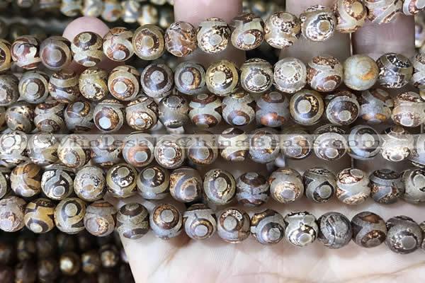 CAA3870 15 inches 8mm round tibetan agate beads wholesale