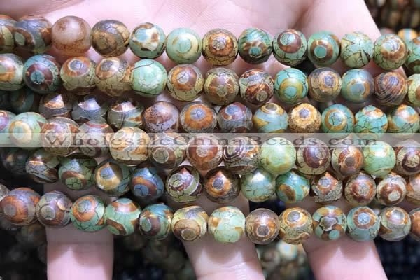 CAA3882 15 inches 8mm round tibetan agate beads wholesale