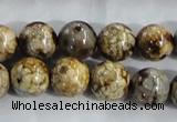 CAA396 15.5 inches 14mm round fire crackle agate beads wholesale